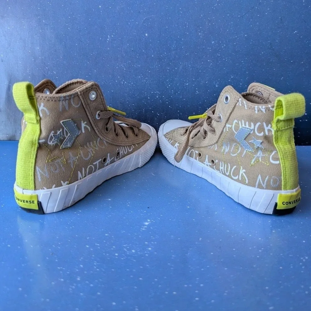 Converse UNT1TL3D High Top Sneakers Youth 1 Khaki Tan Neon Not A Chuck A04174C